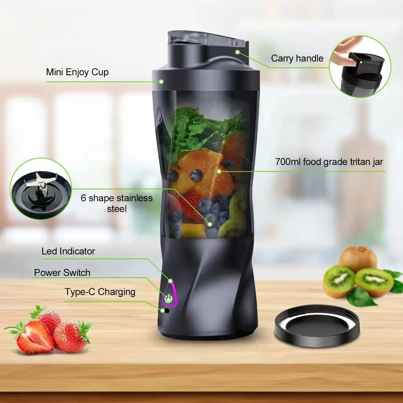 BlendSmartly X7 PowerBlend Portable Juicer 700ML